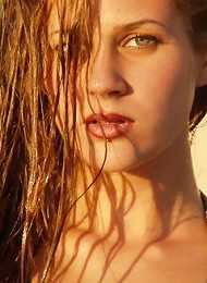 Allison getting wet in the pool