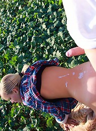 These horny teens just couldnt control their lusty any longer. Even thought they were in the middle of an empty field, they were soon r