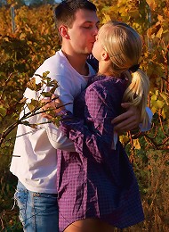 This blonde nympho had a secret for her lover. Underneath her dress, she wasnt wearing any panties and she wanted him to take advantag