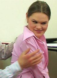 Teen secretary gives head for a raise
