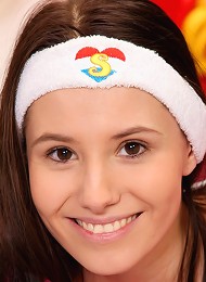 Hot teenage girl running for fun