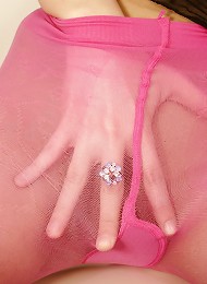 Adorable brunette girl gets naked and exposes her pink